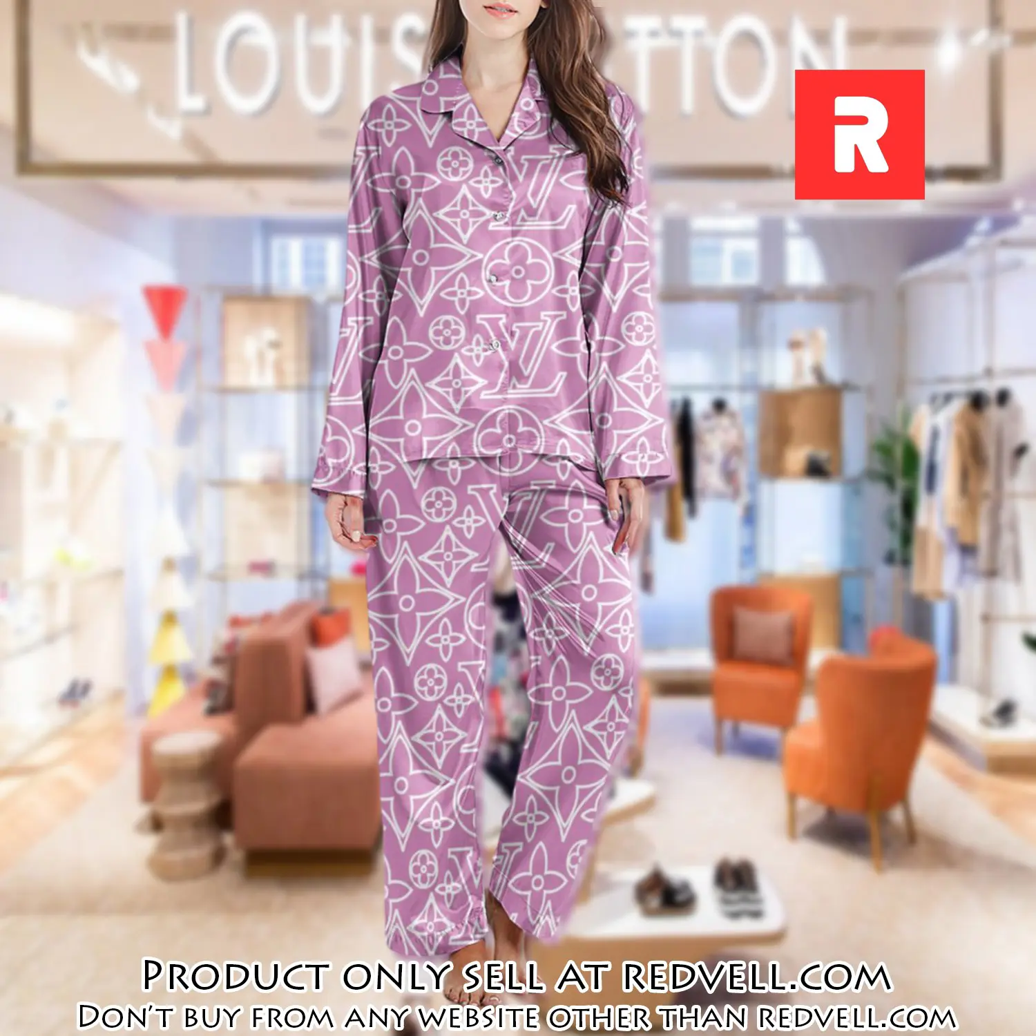 Lv monogram long satin pajama set pjs1029 rv5543362